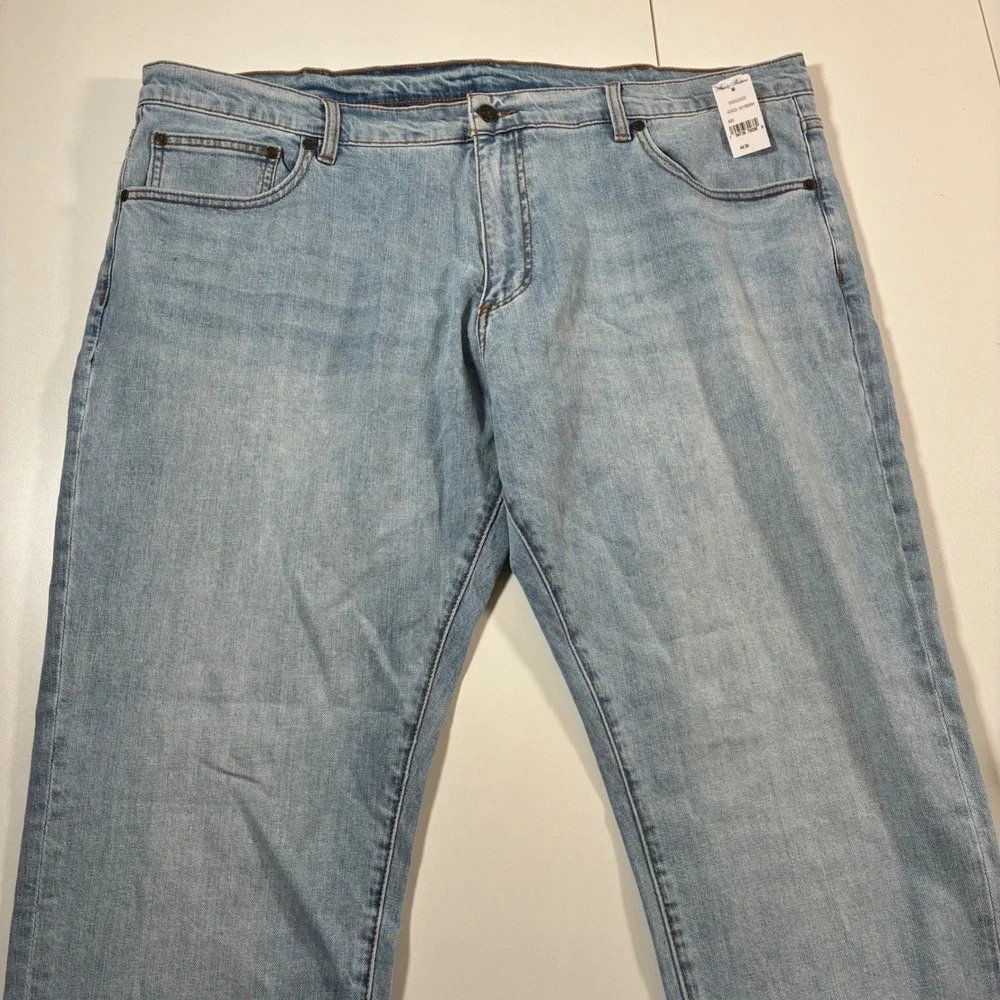 NEW Brooks Brothers Jeans 44x30 Light Wash Blue Stretch Denim Straight Leg